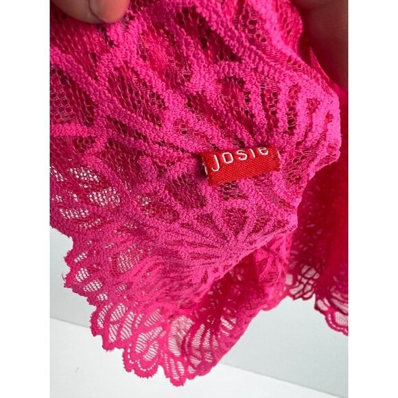 JOSIE NATORI Bardot Galloon Lace Chemise Slip, Bright Pink, Size Large - Picture 3 of 4